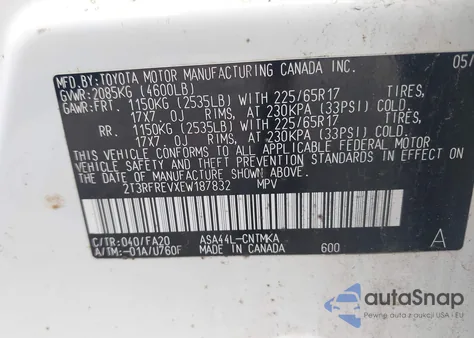 2014 Toyota Rav4 Xle from USA, damaged, VIN 2T3RFREVXEW187832